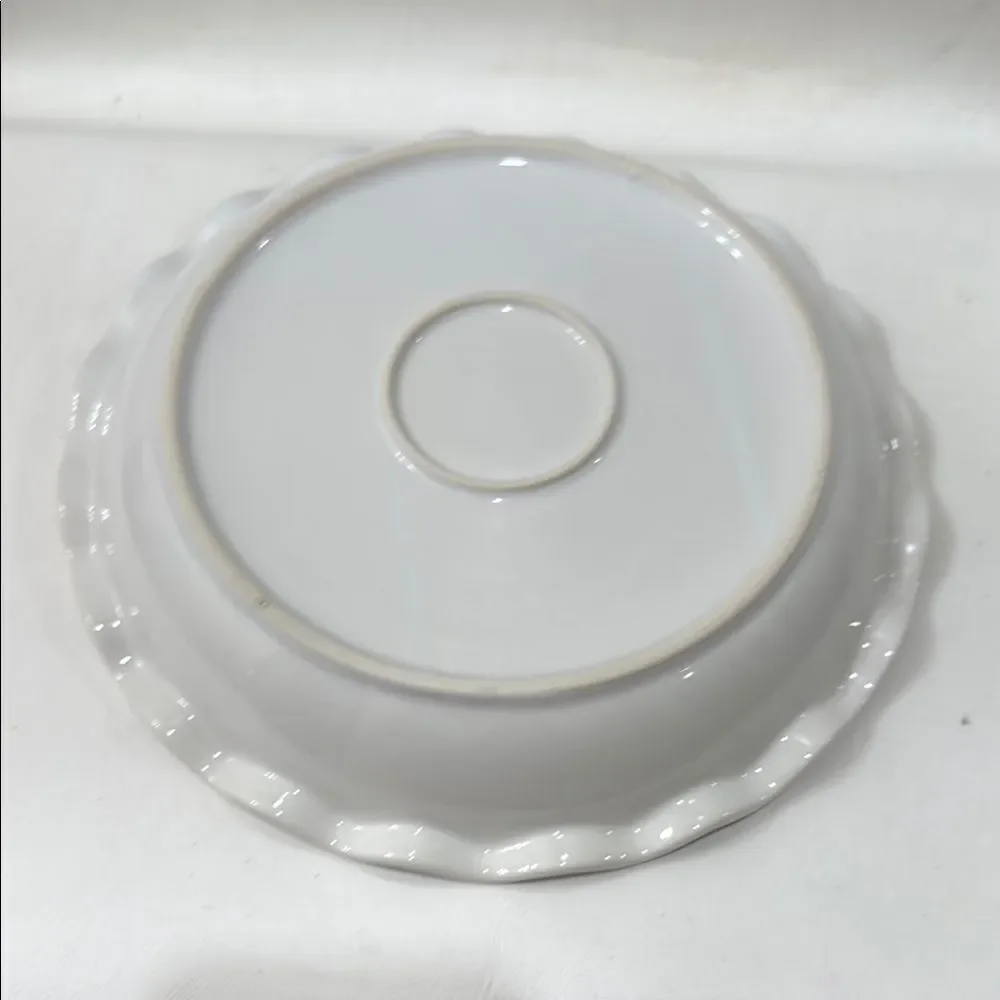 Apple Pie Ceramic Pie Dish 10 X 1 1/2 Inches Warm Golden White Red Fruit